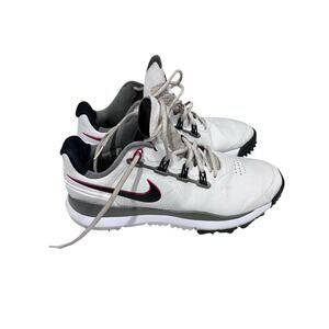 Nike TW 13 Golf Shoes Mens 9 White Black Red Leather Spiked Cleats 579841-100